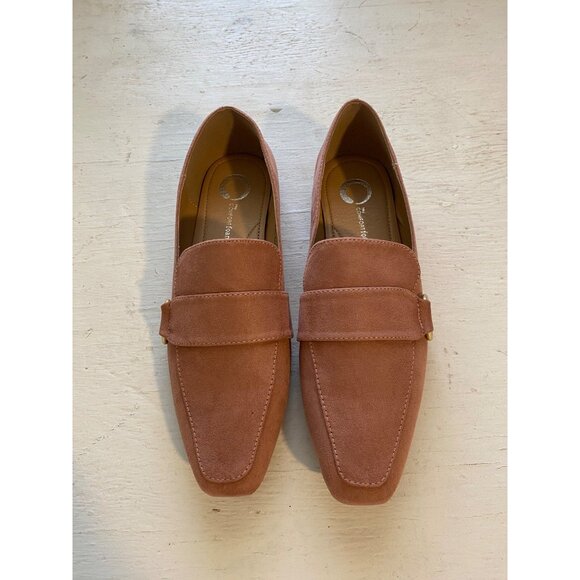 Journee Collection Loafers Women’s 8 Benntly Blush Square Toe Flats Faux Suede - Picture 3 of 10